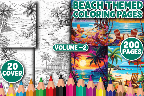 200 Beach Themed Coloring Pages: A Creative Escape for Adults