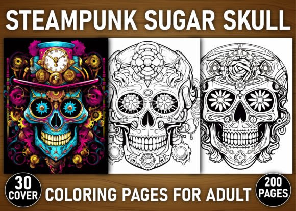 200 Steampunk Sugar Skull Coloring Pages: A Designer's Toolkit