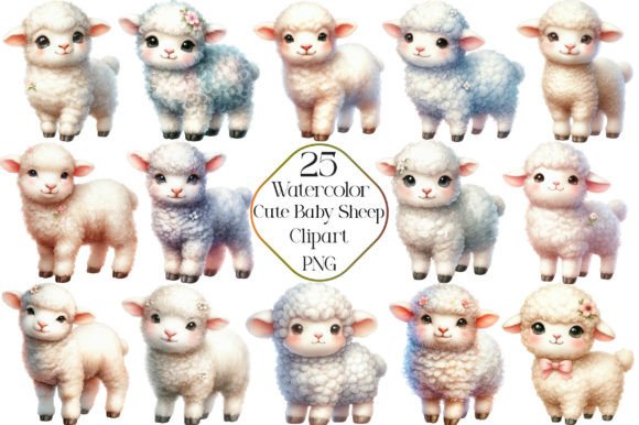 Adorable Watercolor Baby Sheep Clipart for Creative Projects