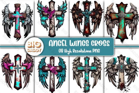 Angel Wings Cross Sublimation Clipart: A Design Asset for Meaningful Projects