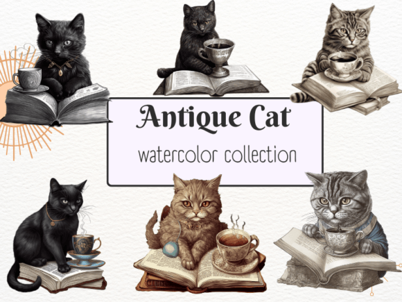 Antique Style Cat Reading Book: A Designer's Guide