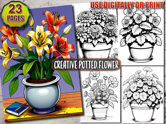 Bloom Creatively: The Potted Flower Coloring Book for Modern Designers
