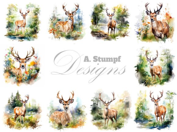 Deer in Summer Watercolor Paintings: A Creative Asset