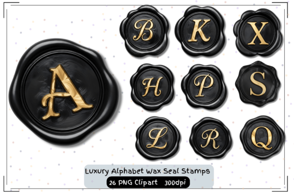 Luxury Alphabet Wax Seal Black Stamps for Timeless Design