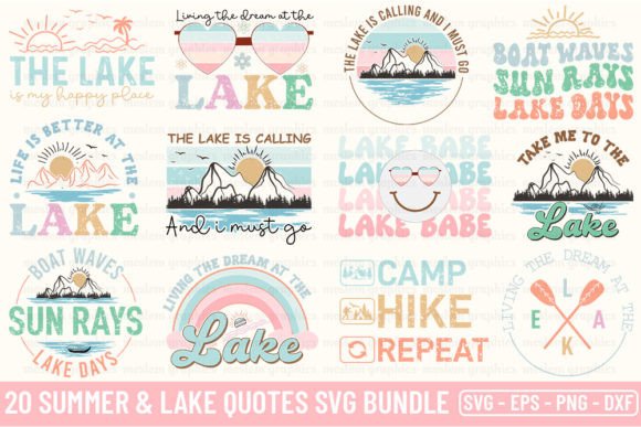 Retro Summer Lake Quotes SVG Bundle: Your Go-To Design Asset