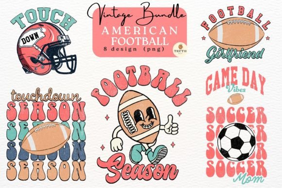 Vintage American Football Bundle: Authentic Retro Design Assets