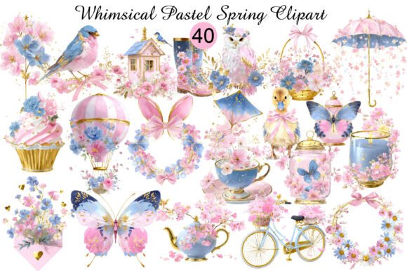 Whimsical Pastel Spring Clipart: A Breath of Fresh Air for Your Designs
