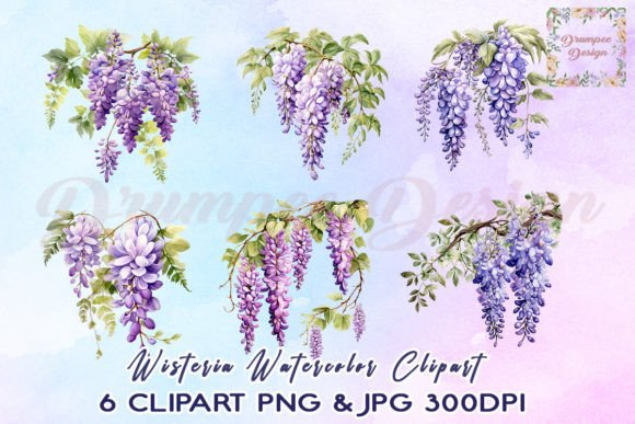 Wisteria Watercolor Clipart: The Botanical Touch for Modern Design